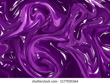 Vector Hand drawn artwork on water marble texture. Liquid paint pattern. Abstract Purple background in ebru suminagashi technique.