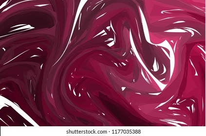 Vector Hand drawn artwork on water marble texture. Liquid paint pattern. Abstract Red background in ebru suminagashi technique.