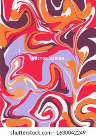Vector Hand drawn artwork on water marble texture. Liquid paint pattern. Abstract colorful background in ebru suminagashi technique