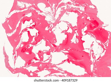 Vector Hand drawn artwork on water marble texture. Liquid paint pattern. Abstract colorful background in ebru suminagashi technikue.