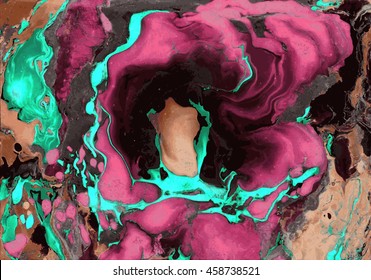 Vector Hand dibujó obras de arte sobre textura de mármol de agua. Patrón de pintura líquida. Antecedentes coloridos abstractos en la técnica de exuminagashi. 