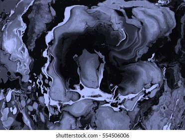 Vector Hand drawn artwork on water marble texture. Liquid paint pattern. Abstract colorful background in ebru suminagashi technique. 