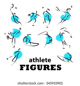 Vector hand drawn athletes. Sportsman sketches. Ink drawing. Good for advertising, print design, magazine illustration.