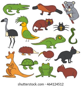 Vector hand drawn australian animals