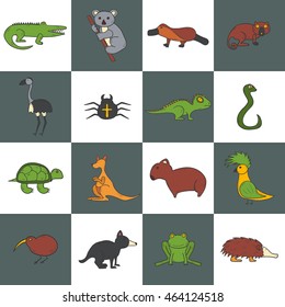 Vector hand drawn australian animals