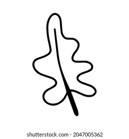 Vector hand drawn autumn leaf isolated on white background icon. Cute doodle fall leaf for seasonal design, textile, decoration for greeting card. Doodle coloring page for adult and kids. Ink line art