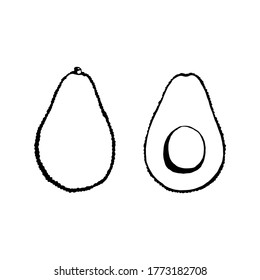 Vector hand drawn avocado, fruit. Decorative retro style collection farm product restaurant menu, market label.