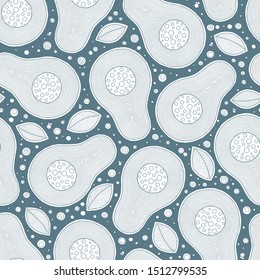 Vector hand drawn avocado seamless pattern. Doodle style. Banner, poster, wrapping paper, modern textile design, promotional material