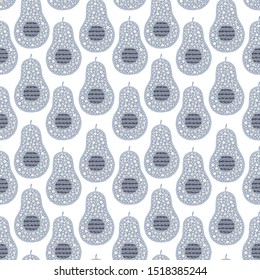 Vector hand drawn avocado seamless pattern. Doodle style. Banner, poster, wrapping paper, modern textile design, promotional material