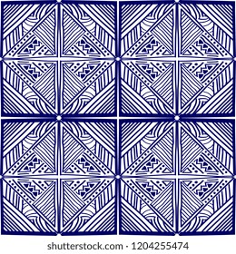 Vector hand drawn aztec seamless pattern background with abstract geometric ethnic drawing.