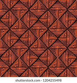 Vector hand drawn aztec seamless pattern background with abstract geometric ethnic drawing.