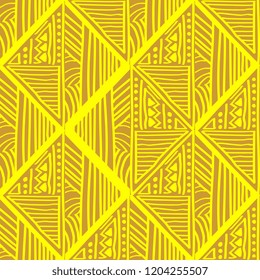 Vector hand drawn aztec seamless pattern background with abstract geometric ethnic drawing.