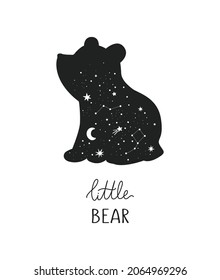 Vector hand drawn baby bear for decoration. Celestial clipart. Perfect for baby shower, birthday, children's party, clothing prints, greeting cards