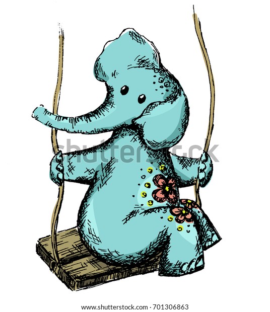 baby elephant on swing