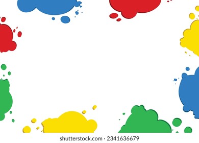 Vector Hand Drawn Back to School or Teacher's day Banner Template Educational Concept for New School Term School Bag with Stationary Colorful Paint Splashes on white background frame of colorful ink