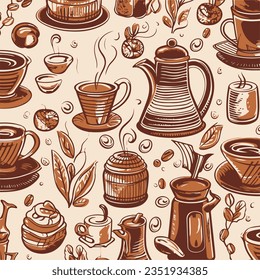 Vector hand drawn background for international coffee day