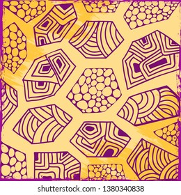 Vector hand drawn background, outline ornamental illustration in ethnic zentangle style for adult coloring pages. Abstract decoration doodle element.