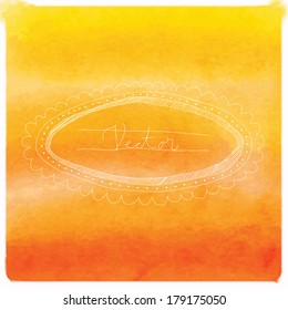 Vector hand drawn badge / banner over yellow watercolor background