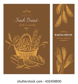 Vector hand drawn bakery templates, banners, flyers, leaflets.