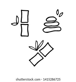 Vector  hand drawn bamboo and spa stones 