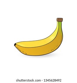 Vector hand drawn banana. Decorative cartoon style product restaurant menu, market label