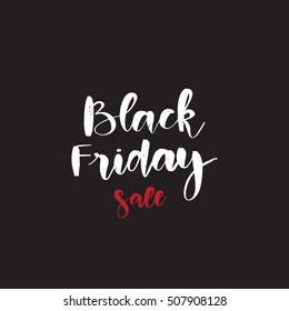Vector hand drawn banner - Black friday sale. Calligraphy text  isolated on black background. Shopping background
