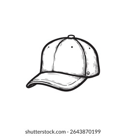Vector hand drawn baseball hat outline doodle icon. Baseball cap sketch illustration for print, web, mobile and infographics isolated on white background.