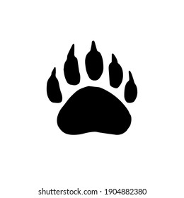 Vector hand drawn bear paw foot print isolated on white background