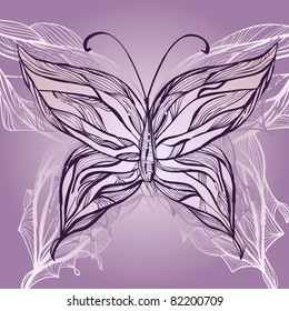 vector hand drawn beautiful butterfly, vintage style