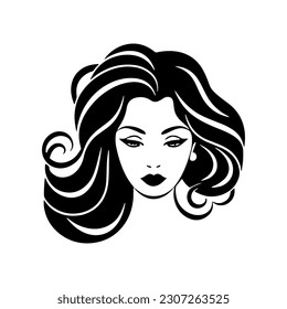 Vector hand drawn beautiful lady portrait isolated on white background. illustration