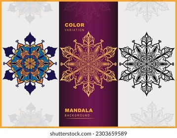 Diseño mandala de marco de belleza dibujado a mano con vectores. Mandala étnica con colorido dibujo de ornamentos .