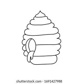 Vector hand drawn Bee hive outline doodle icon. Bee hive sketch illustration for print, web, mobile and infographics isolated on white background.