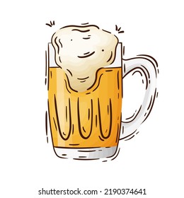 Vector hand drawn beer, vector illustration isolated on white background