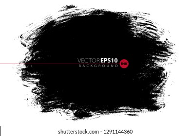 Vector hand drawn big brush stain. Monochrome ink painted stroke. Painted by brush black stain. Monochrome artistic backdrop. One color grungy background.