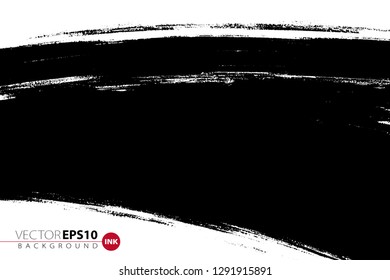 Vector hand drawn big brush stain. Greyscale ink painted stroke. Painted by brush black stain. Greyscale artistic backdrop. One color grungy background.