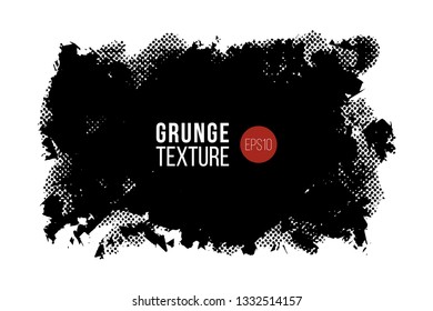Vector hand drawn big brush stain with texture. Monochrome ink painted stroke. Painted by brush black stain. Monochrome artistic backdrop. One color grungy background.