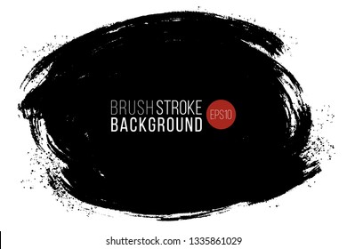 Vector hand drawn big brush stain. Monochrome ink painted stroke. Painted by brush black stain. Monochrome artistic backdrop. One color grungy background.