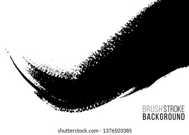 Vector hand drawn big brush stain. Monochrome ink painted stroke. Painted by brush black stain. Monochrome artistic backdrop. One color grungy background.