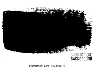 Vector hand drawn big brush stain. Monochrome ink painted stroke. Painted by brush black stain. Monochrome artistic backdrop. One color grungy background.