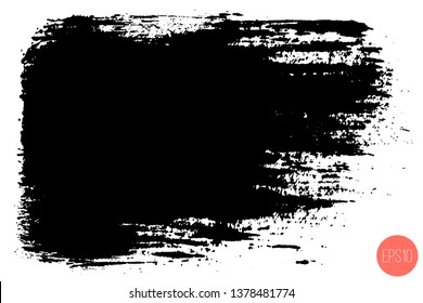 Vector hand drawn big brush stain. Monochrome ink painted stroke. Painted by brush black stain. Monochrome artistic backdrop. One color grungy background.