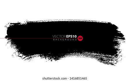 Vector hand drawn big brush stain. Monochrome ink painted stroke. Painted by brush black stain. Monochrome artistic backdrop. One color grungy background.