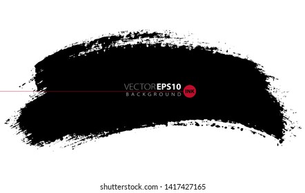 Vector hand drawn big brush stain. Monochrome ink painted stroke. Painted by brush black stain. Monochrome artistic backdrop. One color grungy background.