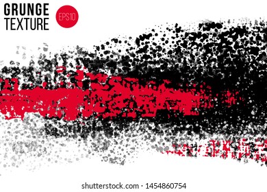 Vector hand drawn big brush stains. Greyscale black and red painted strokes. Painted by brush stains. Artistic backdrop. Grungy background.