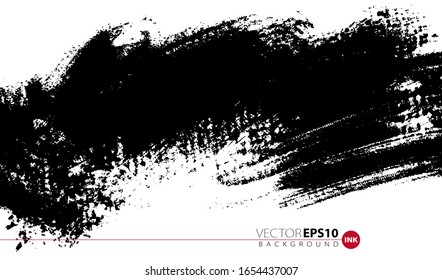 Vector hand drawn big brush stain. Monochrome ink painted stroke. Painted by brush black stain. Monochrome artistic backdrop. One color grungy background.