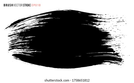 Vector hand drawn big brush stain. Monochrome ink painted stroke. Artistic backdrop. One color grungy background.