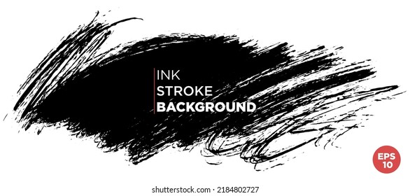 Vector hand drawn big brush stain. Monochrome ink painted stroke. Artistic backdrop. One color grungy background.