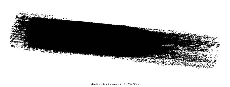 Vector hand drawn big brush stain. Monochrome ink painted stroke. Painted by brush black stain. Monochrome artistic backdrop. Brush strokes templates, vector grunge paintbrush.