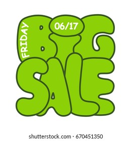 Vector hand drawn Big Sale illustration. Cartoon advertisement card. Business banner frame. Sale concept. Discount offer poster.