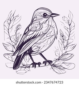 vector hand drawn bird outline illustration