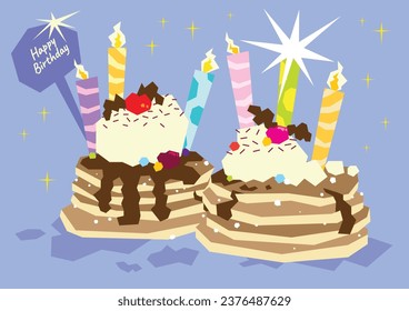 Torta de cumpleaños dibujada a mano por el vector